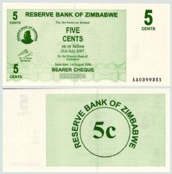 ZIMBABWE -  5 CENTS 2006 (UNC) 34