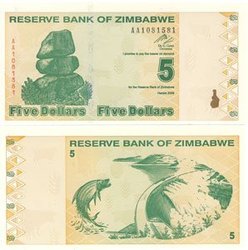 ZIMBABWE -  5 DOLLARS 2009 93