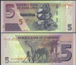 ZIMBABWE -  5 DOLLARS 2019 (UNC)
