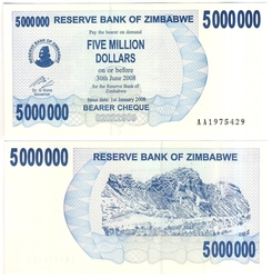 ZIMBABWE -  5,000,000 DOLLARS 2008 (UNC) 54