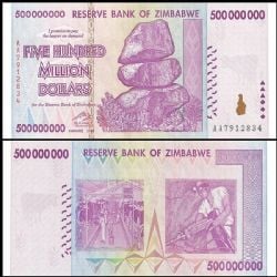 ZIMBABWE -  500,000,000 DOLLARS 2008 (UNC) 82