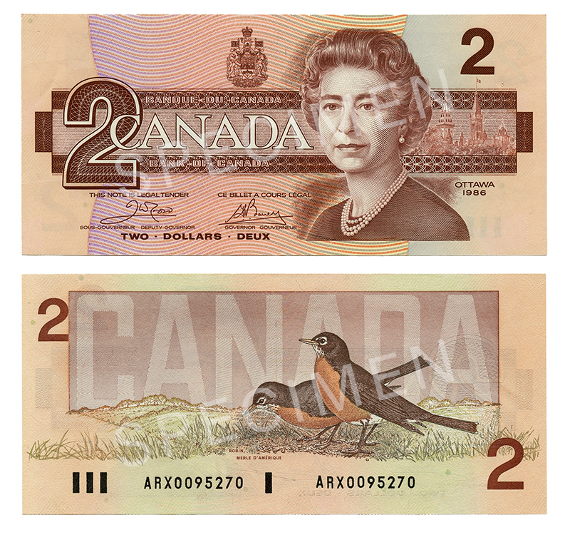 1986 2 DOLLARS 1986 CROW BOUEY EF 05 BILLETS DU CANADA 03 2 