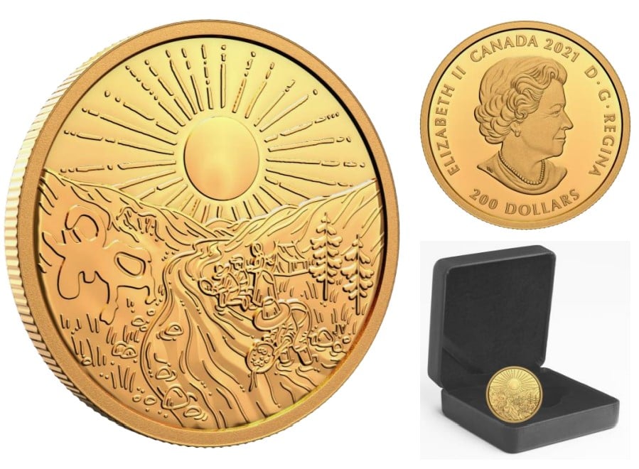 200 dollars 125e anniversaire de la ruee vers l or du klondike pieces canada 2021 06 monnaie royale canadienne 07 pur abeille coloriage
