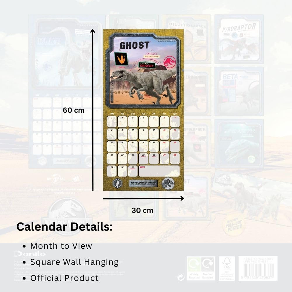 JURASSIC WORLD CALENDRIER OFFICIEL 2025