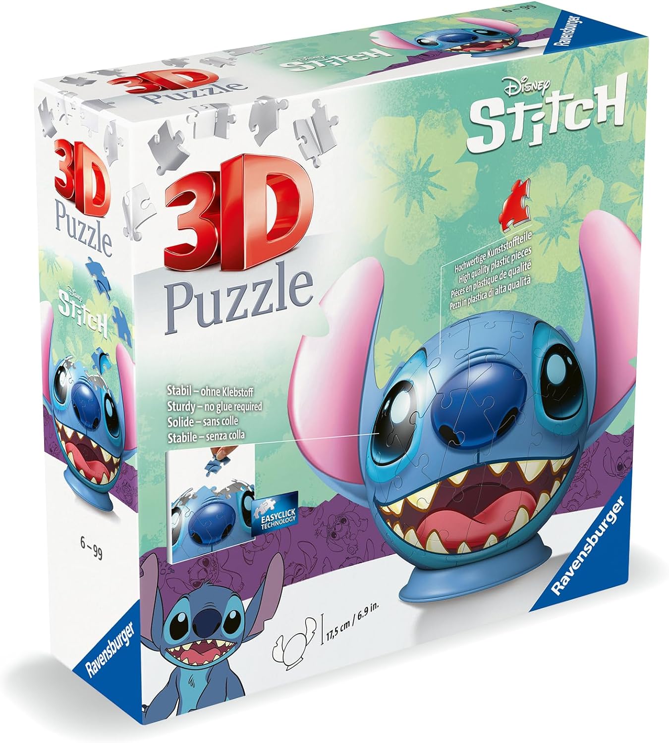 RAVENSBURGER - 3D BALLE - STITCH AVEC OREILLES(77 PIÈCES) - 3D PUZZLE