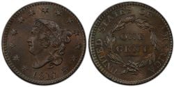 1 CENT -  1 CENT 1817, 13-ÉTOILES -  1817 UNITED STATES COINS