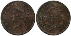 1 CENT -  1 CENT 1817, 13-ÉTOILES (VF) -  1817 UNITED STATES COINS
