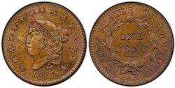 1 CENT -  1 CENT 1817F, 15-ÉTOILES (AU) -  1817F UNITED STATES COINS
