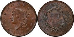1 CENT -  1 CENT 1819, 9-SUR-8 (EF) -  1819 UNITED STATES COINS