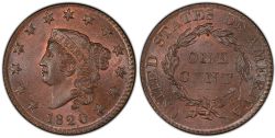 1 CENT -  1 CENT 1820, PETITE DATE -  1820 UNITED STATES COINS