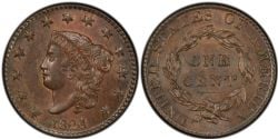 1 CENT -  1 CENT 1824, 4-SUR-2 -  1824 UNITED STATES COINS