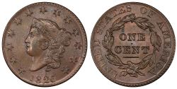 1 CENT -  1 CENT 1826, 6-SUR-5 (AU) -  1826 UNITED STATES COINS