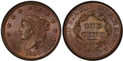 1 CENT -  1 CENT 1828, DATE GRANDE & ÉTROITE -  1828 UNITED STATES COINS