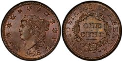 1 CENT -  1 CENT 1828, DATE GRANDE & ÉTROITE (EF) -  1828 UNITED STATES COINS