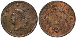 1 CENT -  1 CENT 1828, DATE PETITE & LARGE (EF) -  1828 UNITED STATES COINS