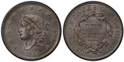 1 CENT -  1 CENT 1834, GRAND-8, GRANDES ÉTOILES & GRANDES LETTRES -  1834 UNITED STATES COINS