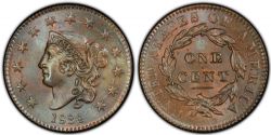 1 CENT -  1 CENT 1834, PETIT-8, GRANDES ÉTOILES & LETTRES MEDIUM -  1834 UNITED STATES COINS