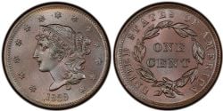 1 CENT -  1 CENT 1839, TÊTE NIGAUDE -  1839 UNITED STATES COINS