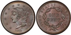 1 CENT -  1 CENT 1839, TÊTE NIGAUDE (AG) -  1839 UNITED STATES COINS