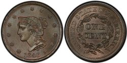 1 CENT -  1 CENT 1843, PETITE TÊTE & GRANDES LETTRES (AU) -  PIÈCES DES ÉTATS-UNIS 1843