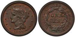 1 CENT -  1 CENT 1844, 44-SUR-81 (AG) -  PIÈCES DES ÉTATS-UNIS 1844