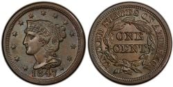 1 CENT -  1 CENT 1847 (F) -  PIÈCES DES ÉTATS-UNIS 1847