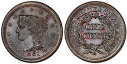 1 CENT -  1 CENT 1851 (VF-25) -  PIÈCES DES ÉTATS-UNIS 1851