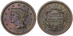 1 CENT -  1 CENT 1855, 55-DE BIAIS (EF) -  PIÈCES DES ÉTATS-UNIS 1855