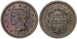 1 CENT -  1 CENT 1855, 55-DE BIAIS (VG) -  PIÈCES DES ÉTATS-UNIS 1855