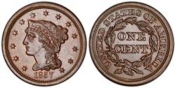 1 CENT -  1 CENT 1857, PETITE DATE (AG) -  PIÈCES DES ÉTATS-UNIS 1857