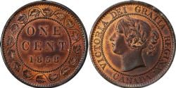 1 CENT -  1 CENT 1858 DOUBLE 5 (F) -  1858 CANADIAN COINS