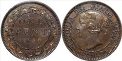 1 CENT -  1 CENT 1859 - 9 ÉTROIT (BRONZE) - VARIÉTÉ 9 BAS & MATRICE TOURNÉE À 15° -  1859 CANADIAN COINS