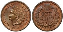 1 CENT -  1 CENT 1865, 5-LISSE -  1865 UNITED STATES COINS