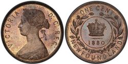 1 CENT -  1 CENT 1880 0-OVALE -  1880 NEWFOUNFLAND COINS