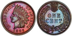 1 CENT -  1 CENT 1886, VARIÉTÉ 2 (AU) -  1886 UNITED STATES COINS