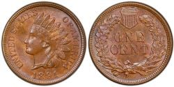 1 CENT -  1 CENT 1891 (AU) -  1891 UNITED STATES COINS