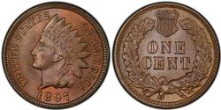 1 CENT -  1 CENT 1897, 1-SUR LE COU -  1897 UNITED STATES COINS