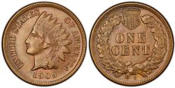 1 CENT -  1 CENT 1909-S -  1909 UNITED STATES COINS