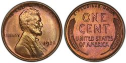 1 CENT -  1 CENT 1922, SANS-D -  PIÈCES DES ÉTATS-UNIS 1922