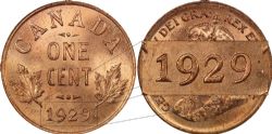 1 CENT -  1 CENT 1929 9 HAUT -  PIÈCES DU CANADA 1929