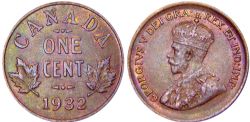 1 CENT -  1 CENT 1932 -  PIÈCES DU CANADA 1932