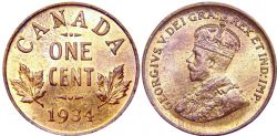 1 CENT -  1 CENT 1934 -  PIÈCES DU CANADA 1934