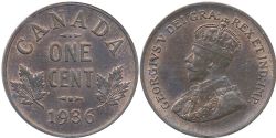 1 CENT -  1 CENT 1936 -  PIÈCES DU CANADA 1936