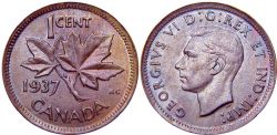 1 CENT -  1 CENT 1937 (EF) -  1937 CANADIAN COINS