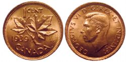 1 CENT -  1 CENT 1939 -  PIÈCES DU CANADA 1939