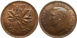 1 CENT -  1 CENT 1948 «A» ENTRE DENTICULES LARGES (AU) -  PIÈCES DU CANADA 1948