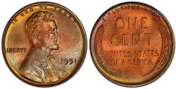 1 CENT -  1 CENT 1951 (CIRCULÉ) -  PIÈCES DES ÉTATS-UNIS 1951