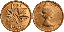 1 CENT -  1 CENT 1960 MATRICE TOURNÉE À 15° (BU) -  PIÈCES DU CANADA 1960