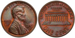1 CENT -  1 CENT 1969-S, DOUBLE FRAPPE DE L'AVERS -  PIÈCES DES ÉTATS-UNIS 1969
