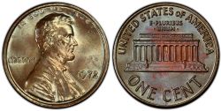 1 CENT -  1 CENT 1972, DOUBLE FRAPPE DE L'AVERS -  PIÈCES DES ÉTATS-UNIS 1972